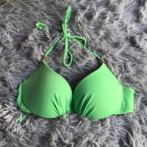 Topshop neon green bikini top size 4